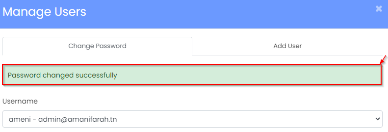 Password changed successfully 